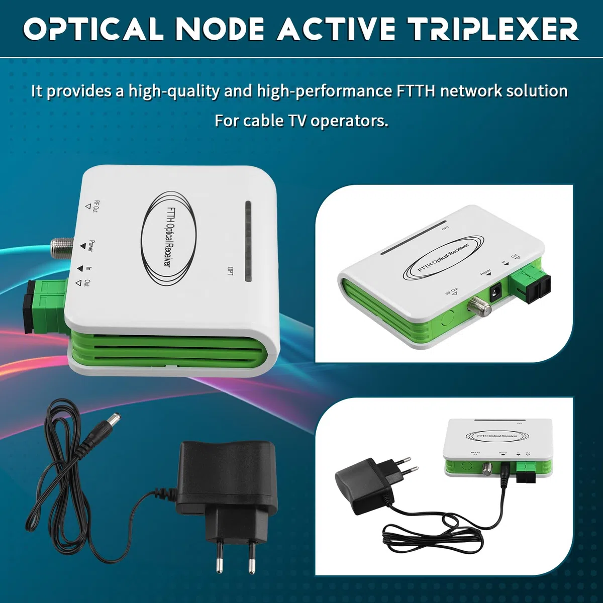 CATV Onu FTTH Receptor Óptico WDM Nodo Óptico Triplexador Activo SC/(A) Enchufe UE