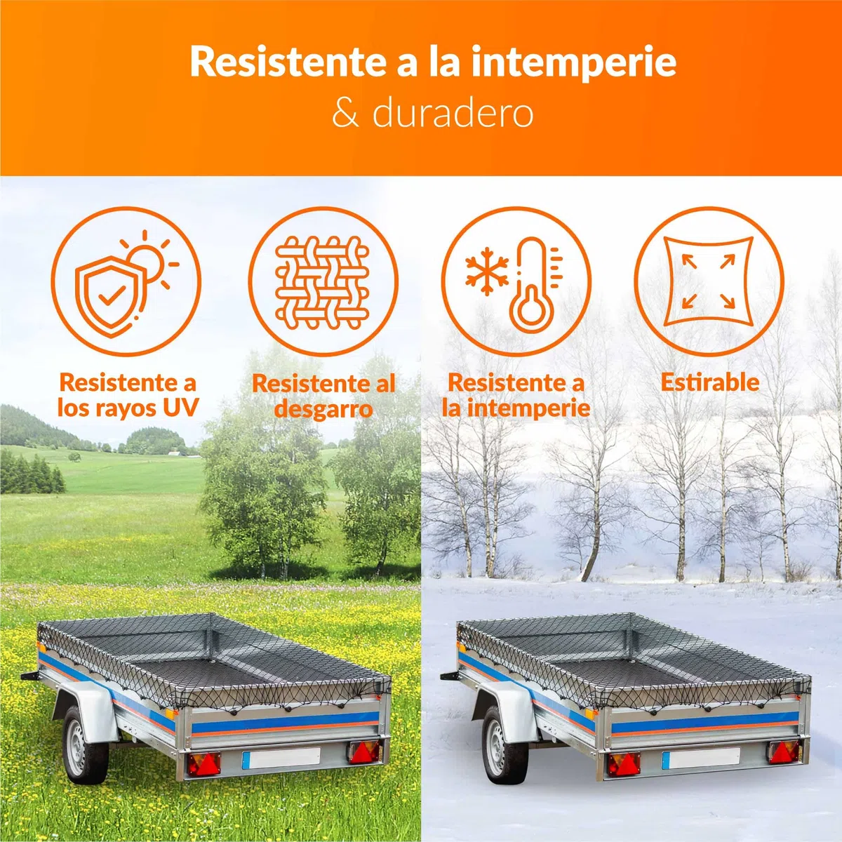 Upgrade4cars Red elástica para Carga Remolque 1-2 x 2-3 Metro | Red de Remolque para tapar la Carga en Goma | Accesorios para Remolques Universal