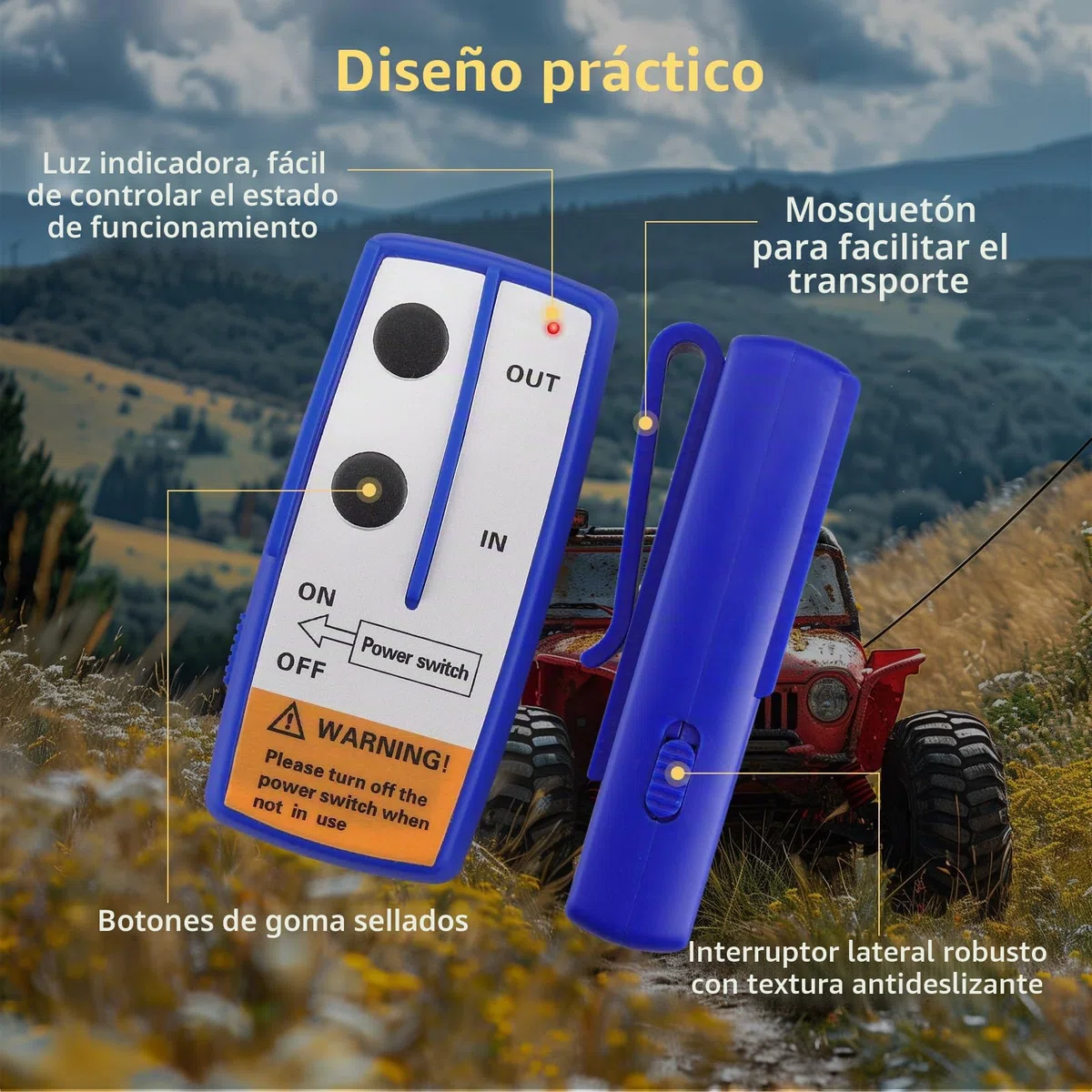 AMTOVL Controlador de Cabrestante 12V Mando a Distancia de Cabrestante con Función de Encendido y Apagado Controlador de Cabrestante Inalámbrico con Luz Indicadora para Jeep/ATV/SUV