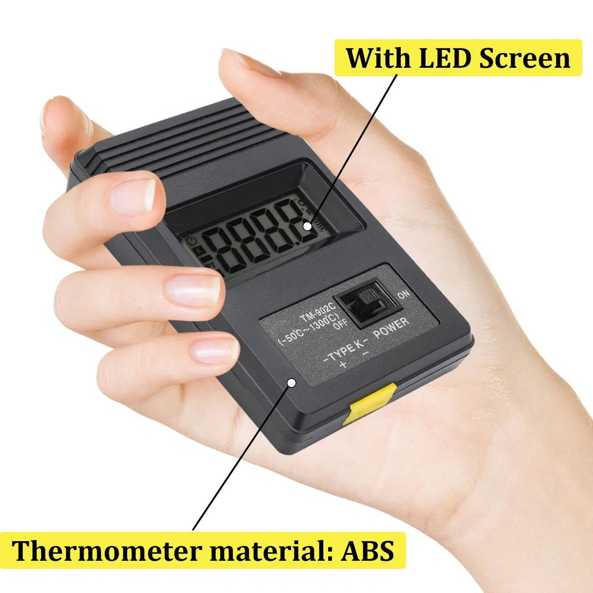 Termómetro digital, termómetro Sensor LCD Industrial Sonda de temperatura de alta precisión Estándar Tipo K Enchufe Portátil