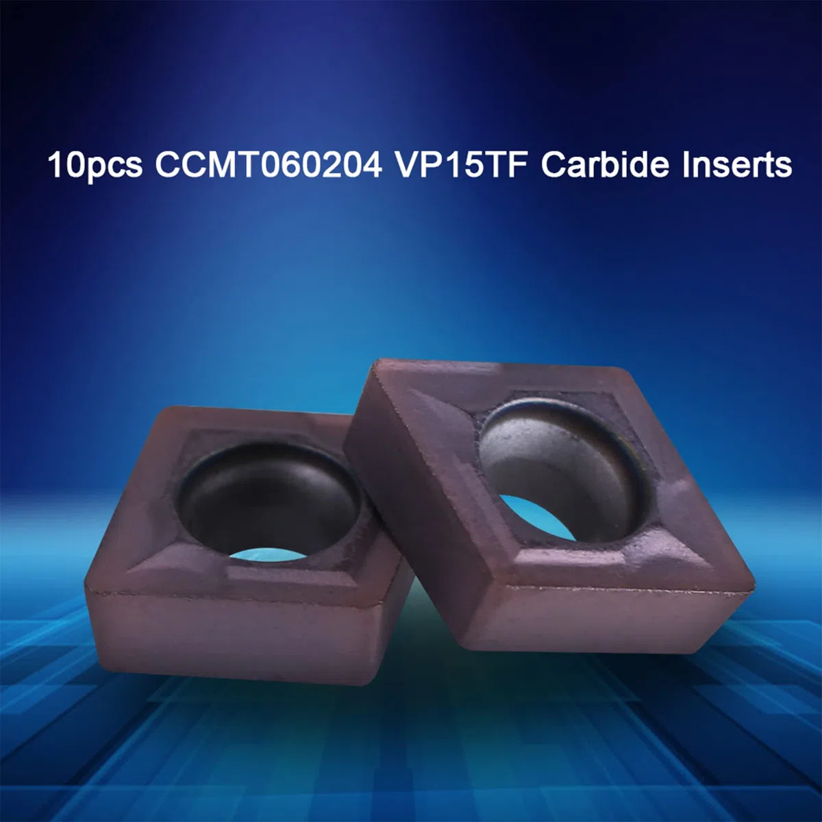 10 Pcs Insertos de Torneado de Torno CNC, Cortador de Insertos de Fresado Insertos de Carburo Herramientas Torno Metal con Caja de Plástico CCMT060204 VP15TF