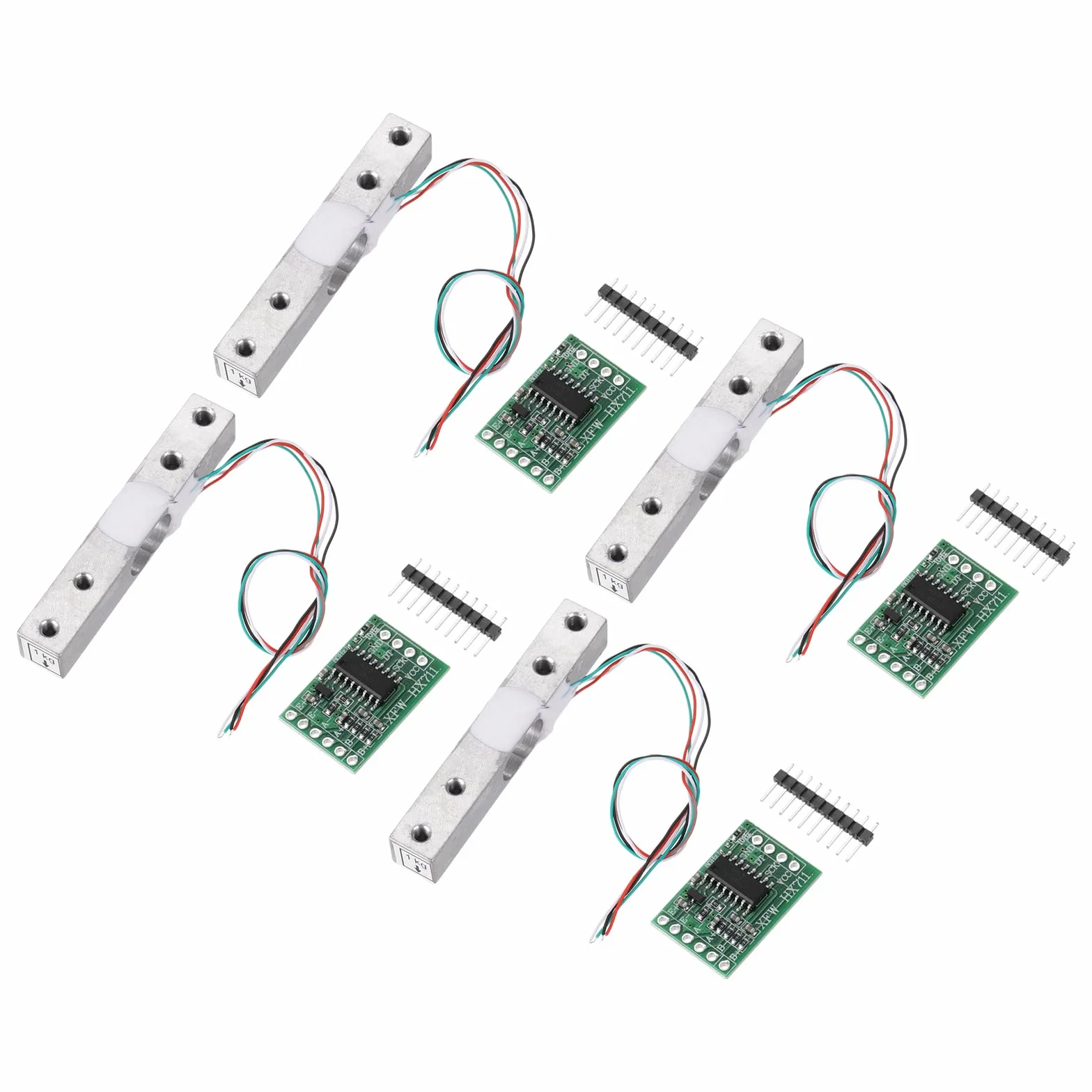 QUARKZMAN 4 Set Sensor de Peso de Celda de Carga Digital 1Kg + Módulo HX711 Sensor de Pesaje de 24 Bits de Precisión A/D de Doble Canal para Kit de Báscula Electrónica Portátil DIY