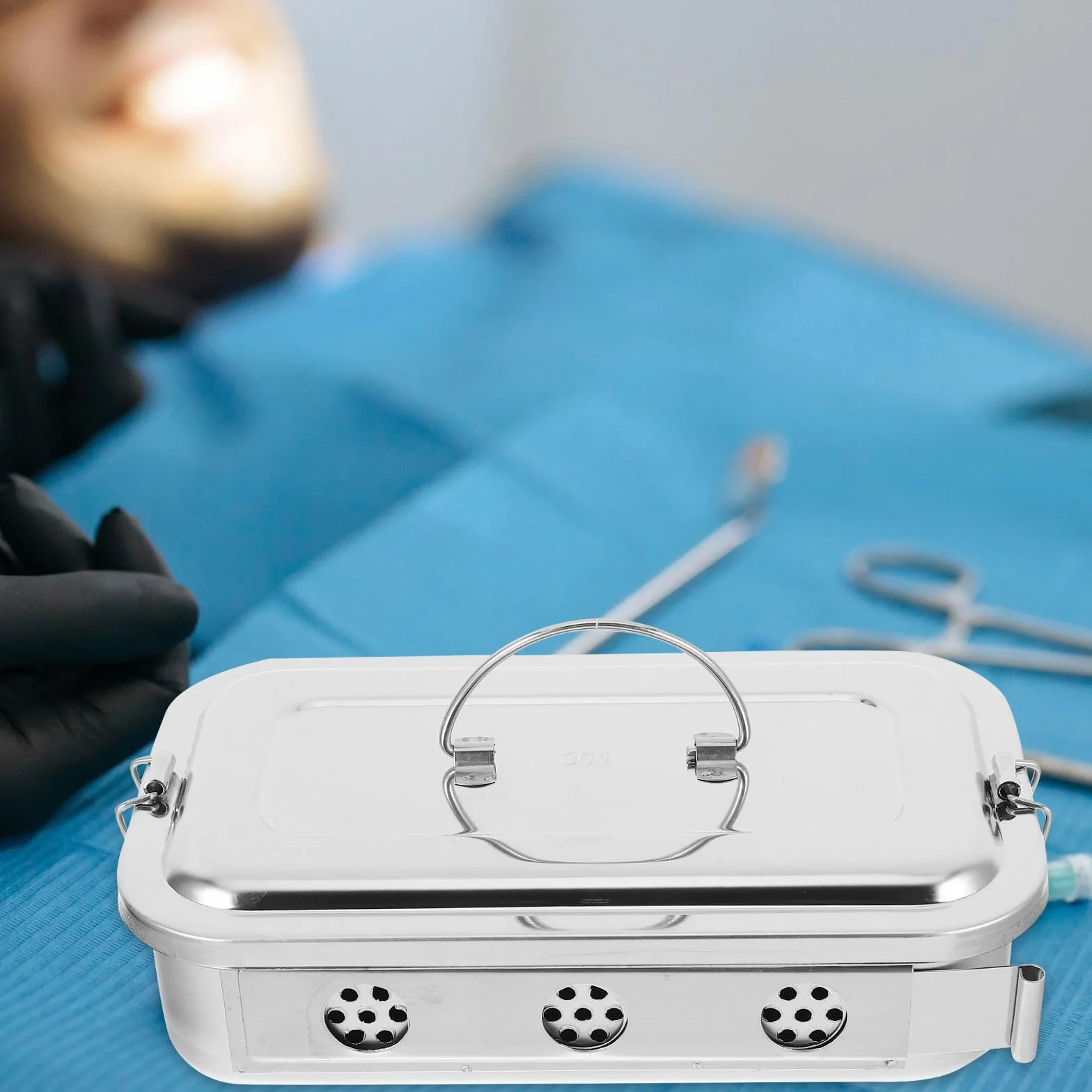 Didiseaon Bandeja de Acero Inoxidable 304 de 20 Cm con Tapa y Orificios, Caja de Esterilización para Instrumental y Médico, Bandeja de Herramientas para Control de Infecciones