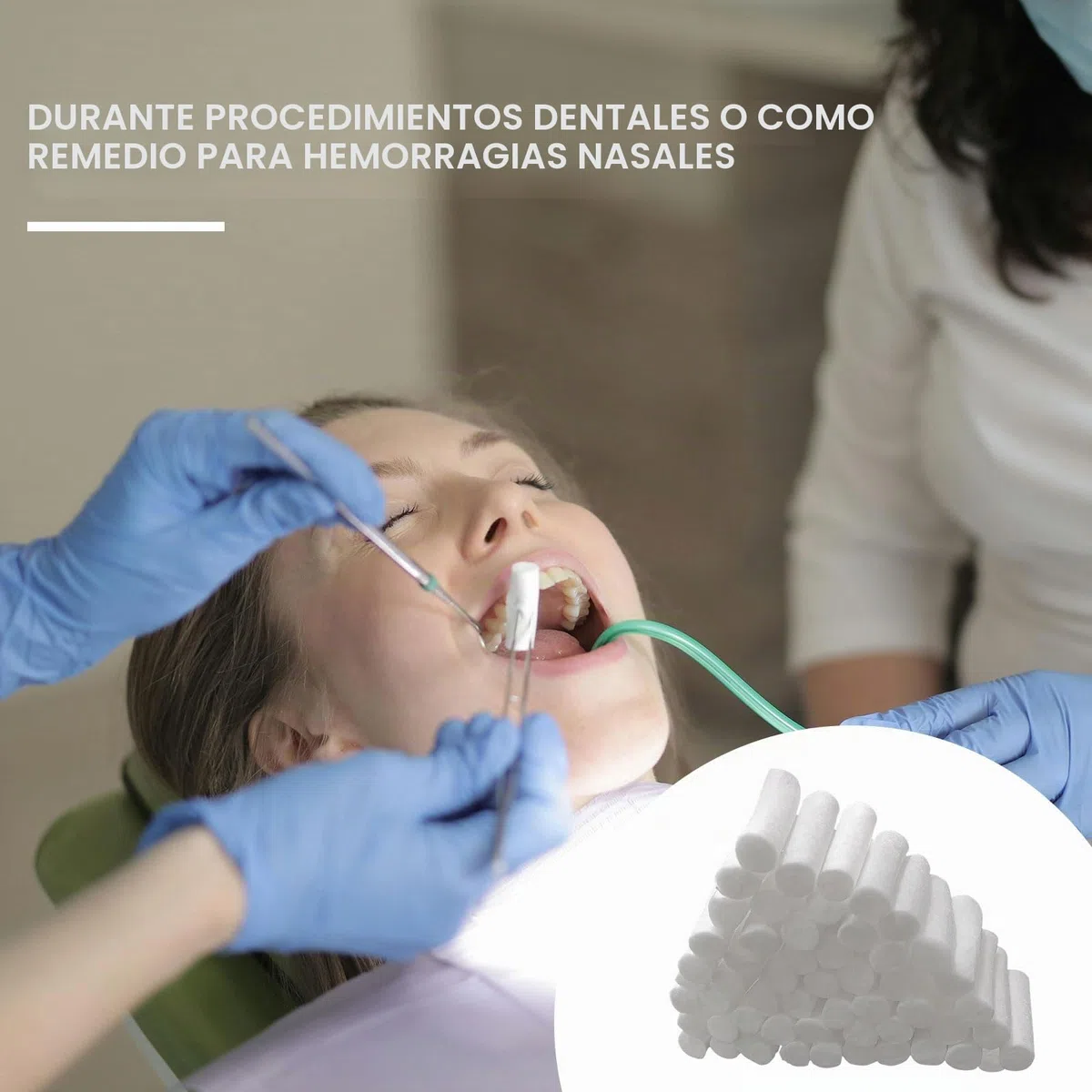 FUIPVGI 250 Piezas Rollos de algodón Dental Detener las Hemorragias Nasales TapóN para Sangrado de Nariz Rollos de Gasa Dental Tapón de Sangrado Nasal Rollos de Alta Absorción para Sangrado de Nariz.