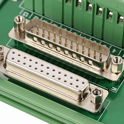 DB25 D-Sub Macho y hembra Placa de ruptura Tablero de terminales Bloque de terminales Montaje en riel DIN Módulo de interfaz Conector