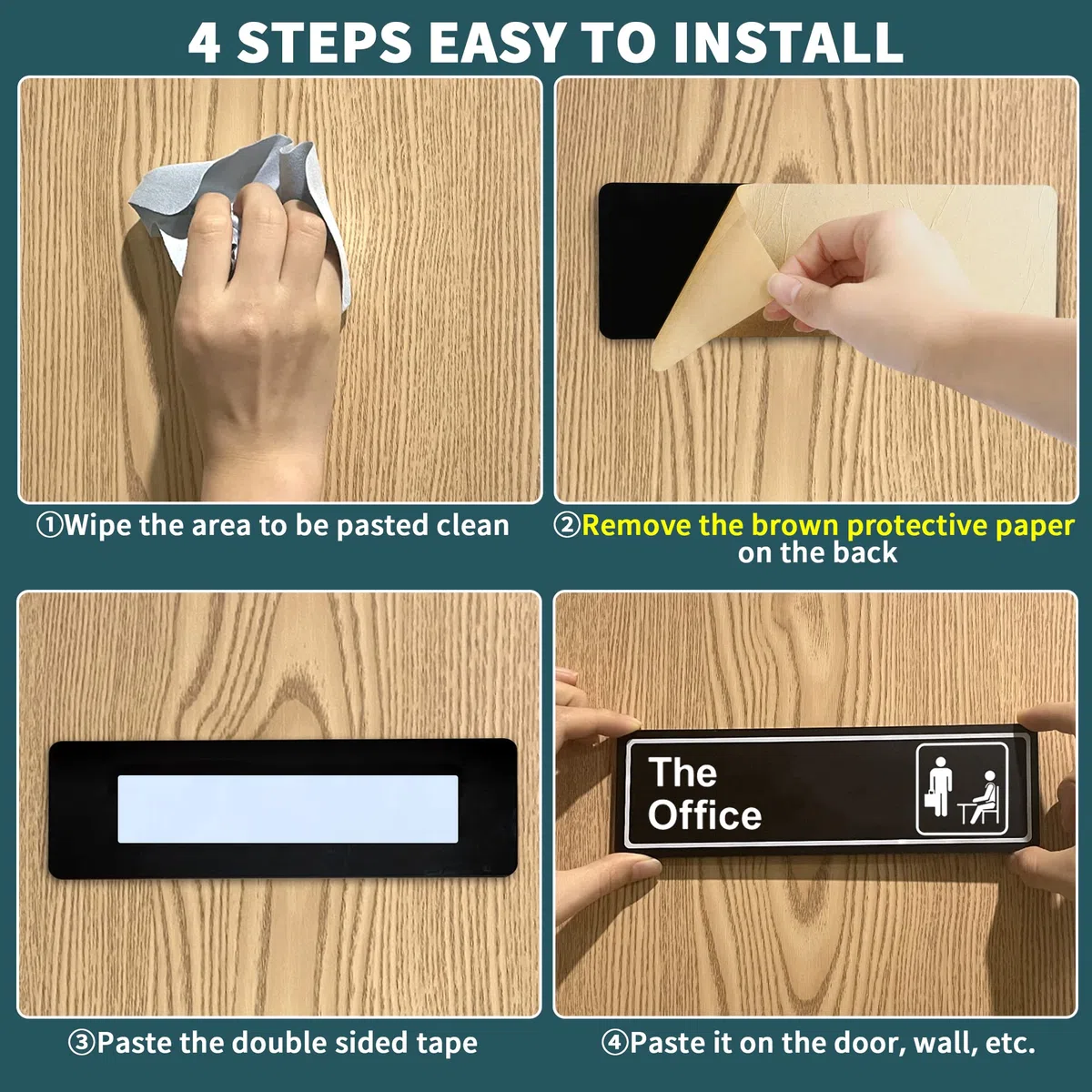 The Office Sign, 22,8 x 7,6 cm, cartel de oficina autoadhesivo oficial para puerta o pared, fácil instalación, diseño acrílico de alta calidad para tu oficina en casa o negocio, el mejor regalo para