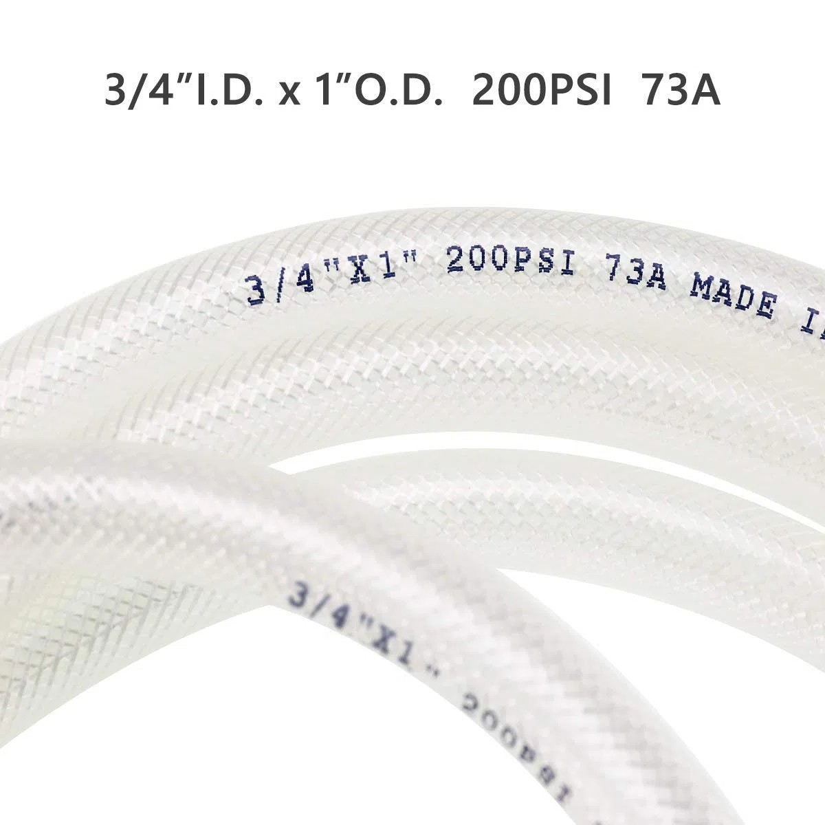 Tubo de vinilo de PVC transparente trenzado de alta presión de 3/4 pulgadas de diámetro interior x 10 pies, tubo de vinilo flexible, tubo de manguera de vinilo reforzado resistente, sin BPA y no
