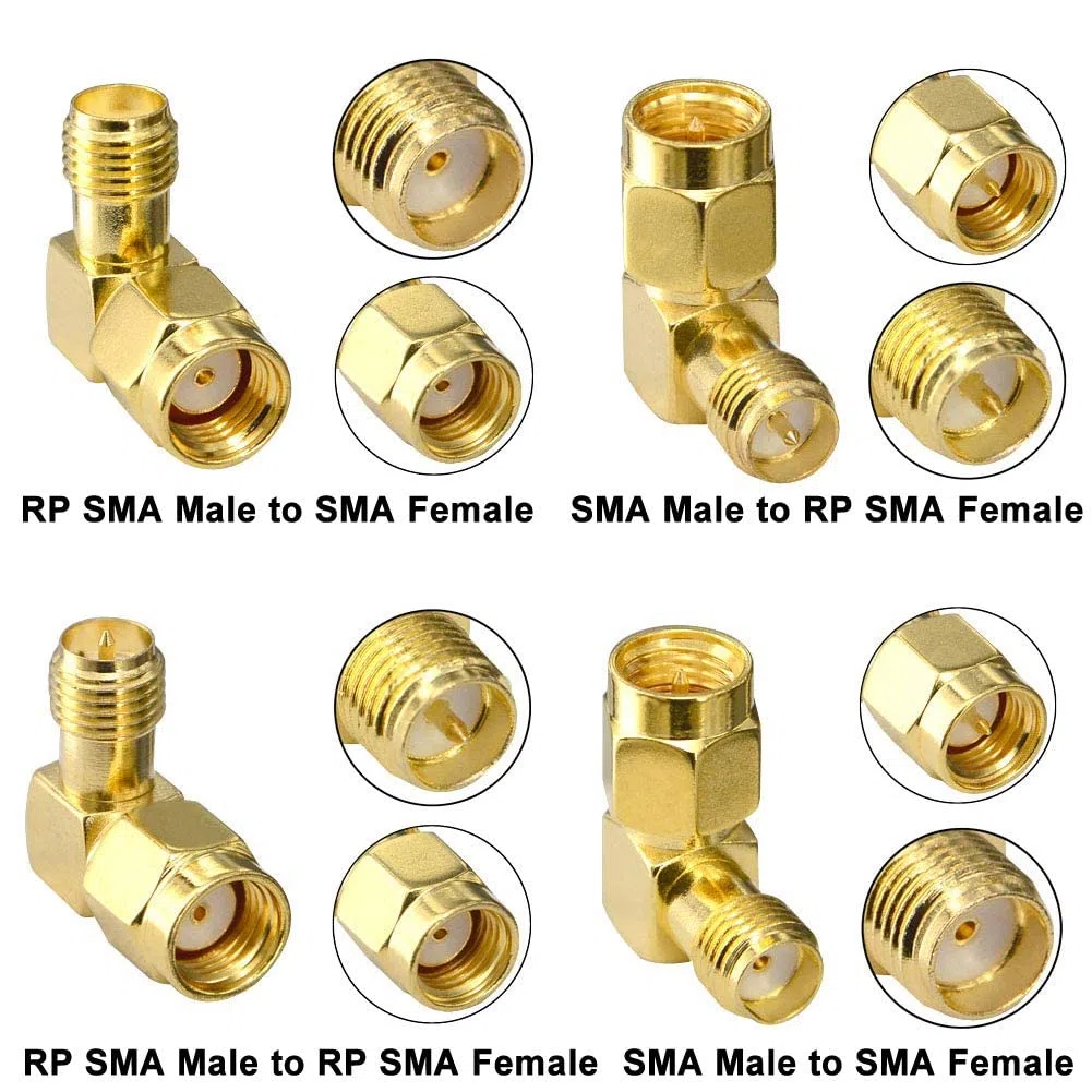 Kit de Conector SMA SMA Macho/Hembra a SMA Hembra/Hembra Kit de Adaptador coaxial RF para Antena WiFi Cable de extensión coaxial Dispositivo LAN inalámbrico SDR Dongle …