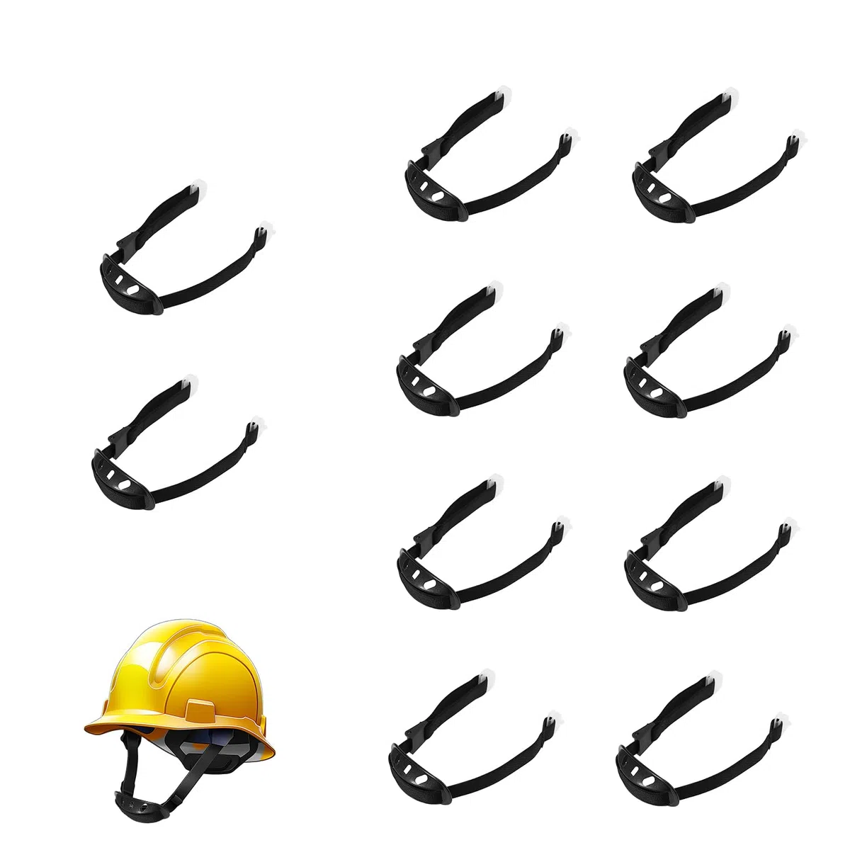 10uds Correa de Barbilla para Casco Universales, Barboquejo para Casco Ajustable con Copas para la Barbilla Barboquejo de Casco Seguridad Elástica Aptas para la Mayoría de Cascos Industriales