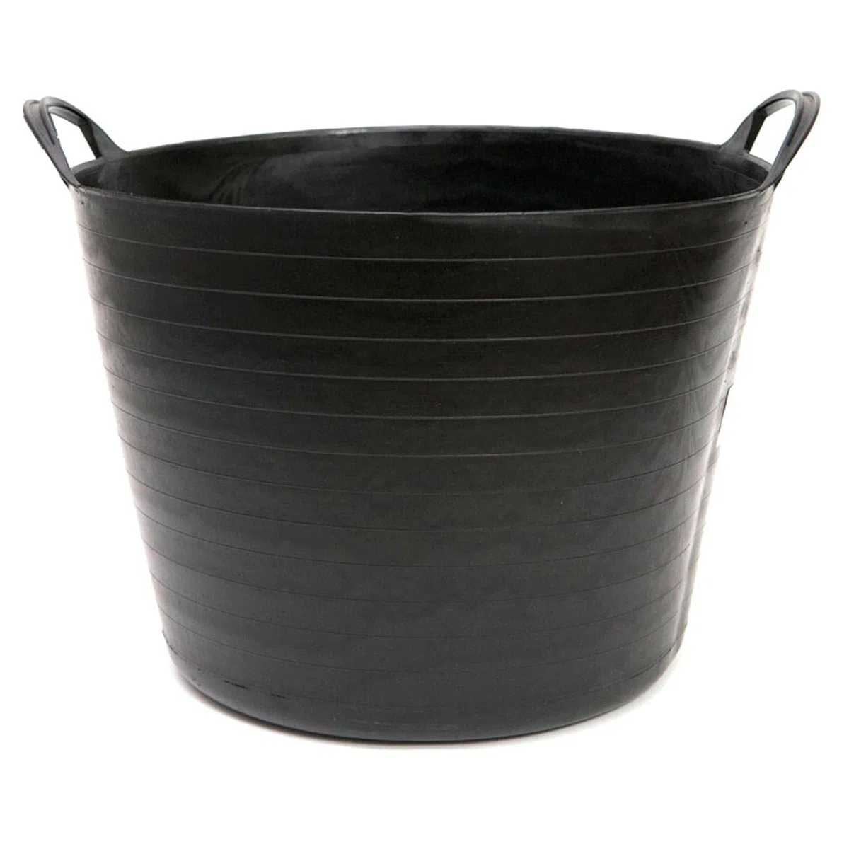 Pack de 4 capazos de plástico Flexible, de Color Negro , de 45 x 33 cm con Capacidad de 42 litros, con Asas, Ideal para Trabajo de Vendimia, Agricultura… Cubo de plástico (4uds / 42 litros Negro)