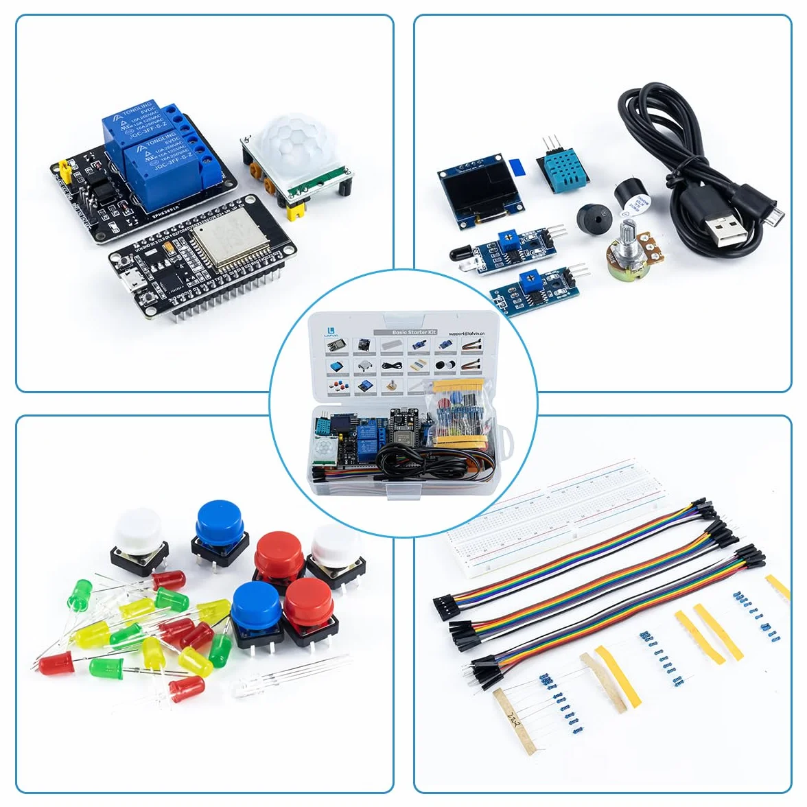 LAFVIN Kit básico de inicio para placa de desarrollo ESP32 ESP-32S WiFi I OT con tutorial compatible con Arduino IDE