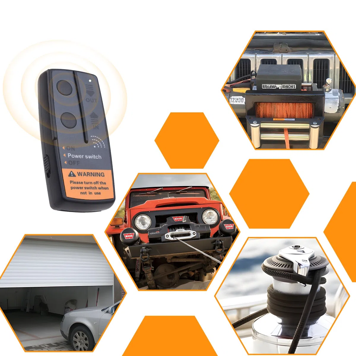 KAOLALI Juego de Mando a Distancia Inalámbrico de 12 V/24 V para Cabrestante de 2 Piezas, Universal de Alta Sensibilidad, Controlador de Cabrestante Eléctrico para Coche, ATV, Jeep