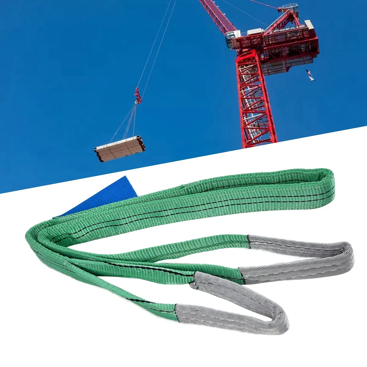 Eslingas de Cinta, Accesorios para Grúas de Alta Resistencia Eslinga de Elevación Plana Liviana Y Gruesa para Transporte Portuario para Ingeniería Eléctrica(4m)