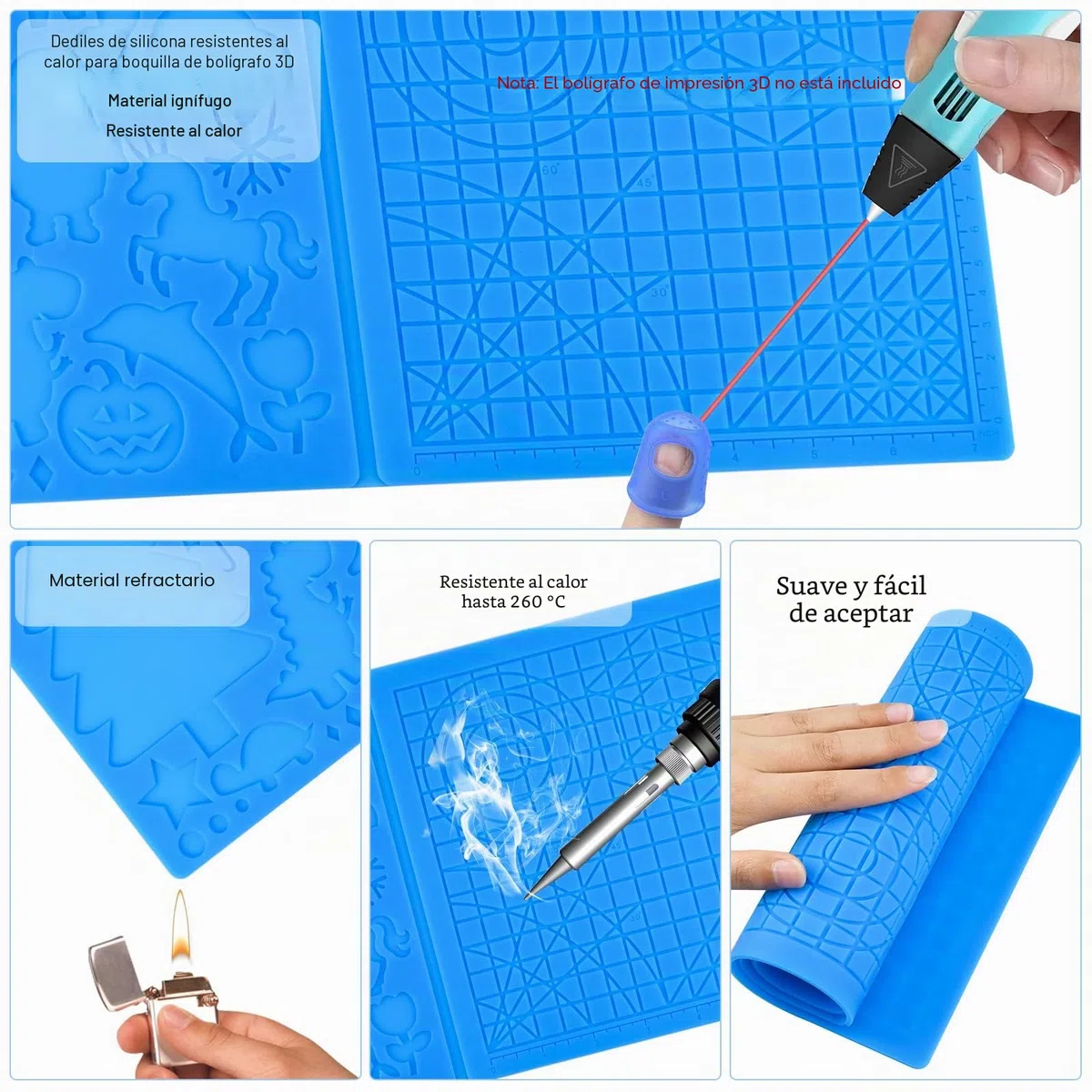 Set de accesorios para bolígrafo 3D, plantilla para bolígrafo de impresión 3D, filamento PLA para bolígrafo 3D, plantilla con 2 dedales y tijeras, accesorios para bolígrafos de impresión 3D para niños