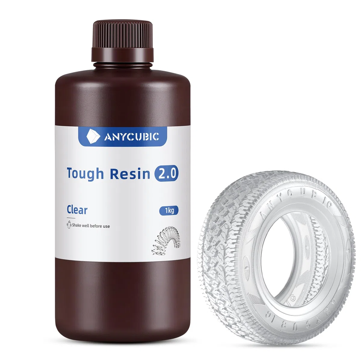 ANYCUBIC Tough Resin 2.0, Resina para Impresora 3D con Alta Dureza y Alta Precisión, 365-405nm Resina 3D de Curado Rápido para Impresión 3D 4K 8K LCD/DLP/SLA (Transparente, 1kg)