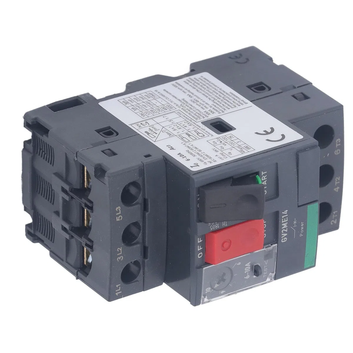 Disyuntor de Motor Magnético Térmico con Control de Botón Montaje en Rail de 35mm para Protección contra Sobrecargas Cortocircuitos en Aplicaciones Industriales y de Motor AC690V (GV2-ME14 6-10A)
