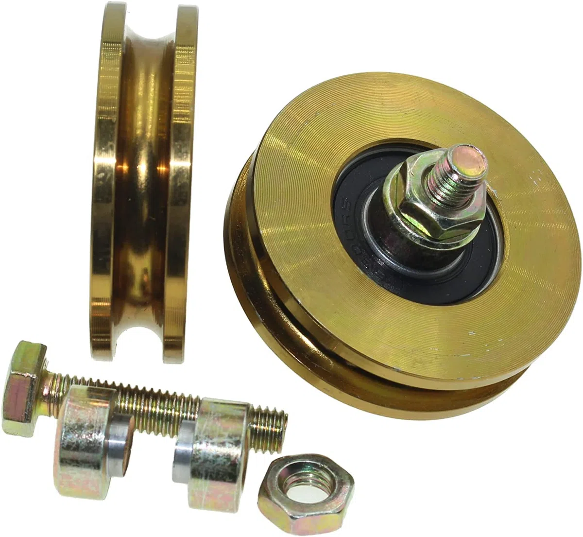 (R59-8-10) Paquete de 2 ruedas correderas de 59 mm de diámetro con ranura redonda de acero - Inventario del Reino Unido - (ranura de 8 mm, rodamiento de 10 mm)