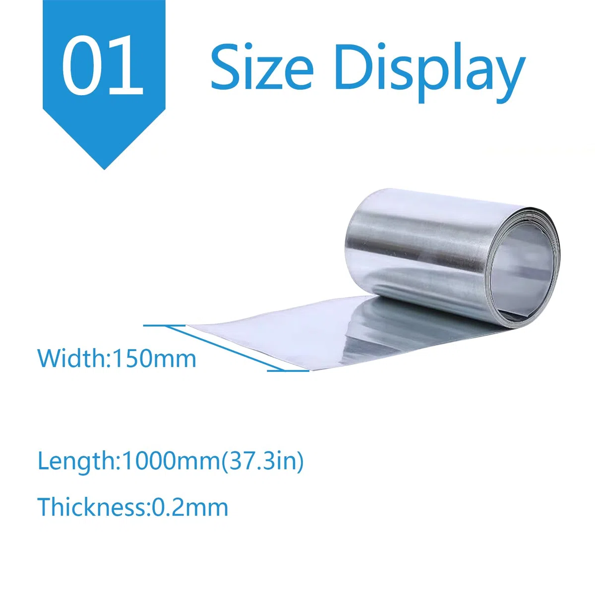 Lámina de zinc de 15 cm de ancho for accesorios mecánicos y protección de superficies.(0.2mm)