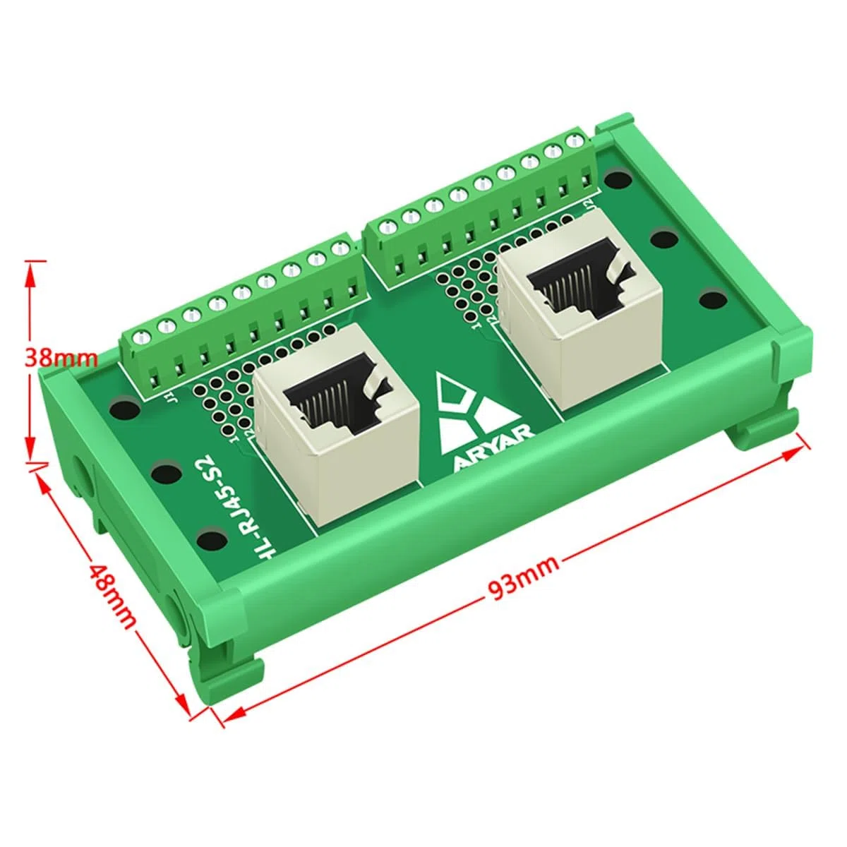 PENGLIN RJ45 8P8C DIN Montaje en carril Ethernet Conector Distribuidor Placa Breakout Board Dos Vías RJ45 Vertical Hembras Adaptador
