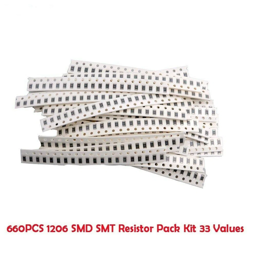 Resistencias SMD SMT, (1206) 660 unidades, kit de resistencias SMD/SMT, 33 valores, dispositivo de montaje en superficie al 1 %