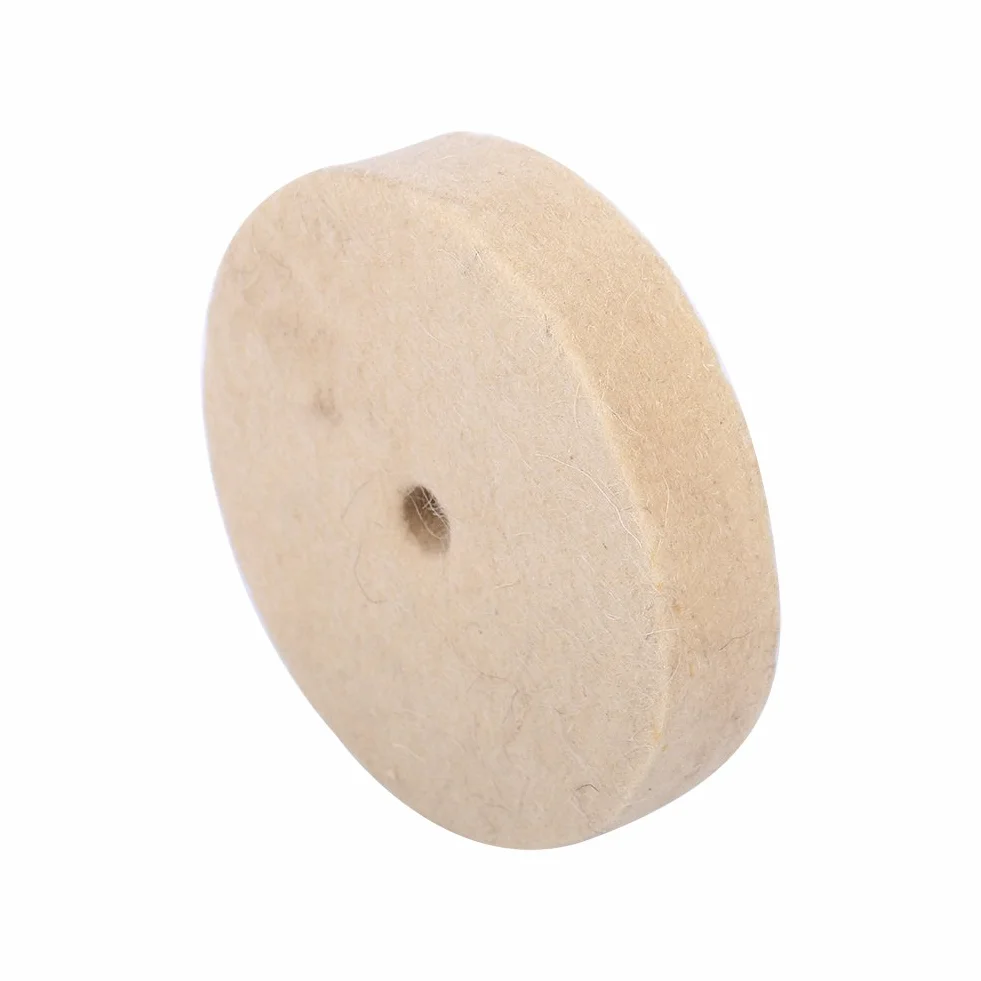 4 discos rueda de pulido, fieltro de lana, rueda de pulir, disco de fieltro, rueda de pulido, disco de torreta, pulido, redondo, de fieltro suave, beige, 100 x 25 mm