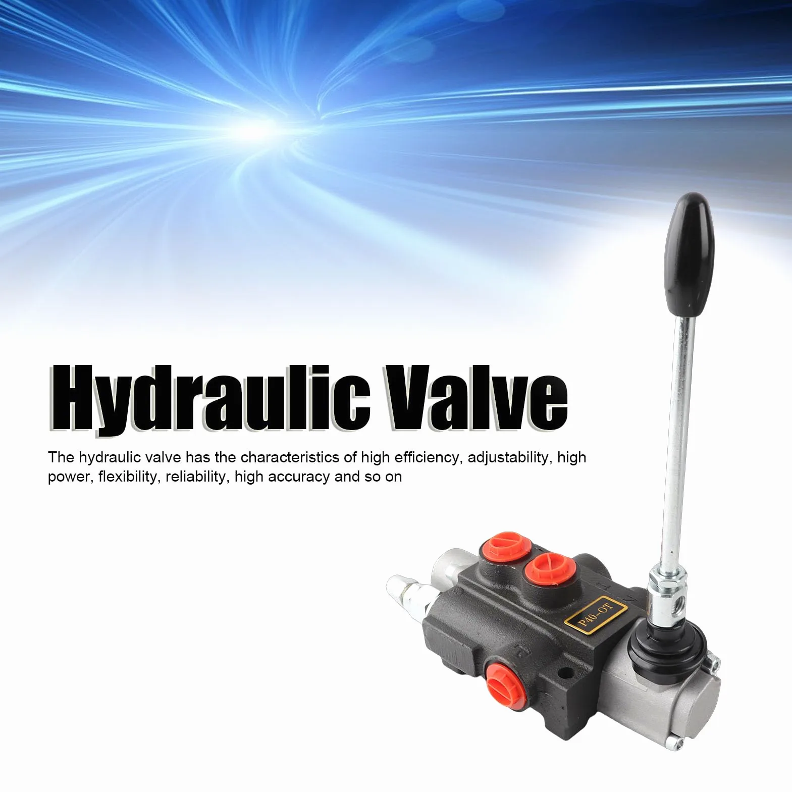 Válvula de Control de Flujo Hidráulico de Doble Efecto, Estable y Duradera, Alivio Ajustable para Accesorios de Tractor