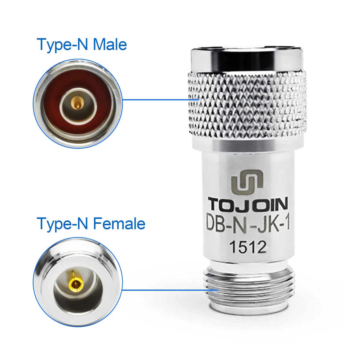 TOJOIN 2PCS DC Block in-Line SMA/N Male to Female RF Coaxial Adapter 50-6000MHz Connector Bloquea el Voltaje DC de su Radio o Equipo de Prueba RF (DB-N-JK)