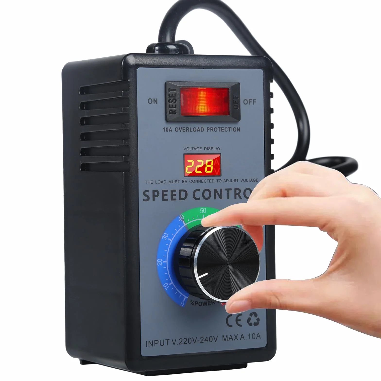 regulador de velocidad motor 220v regulador de voltaje uso para amoladoras angulares/sopladoras/taladros de mano/sierras circulares regulador de voltaje AC 220v potencia pico 4000w.