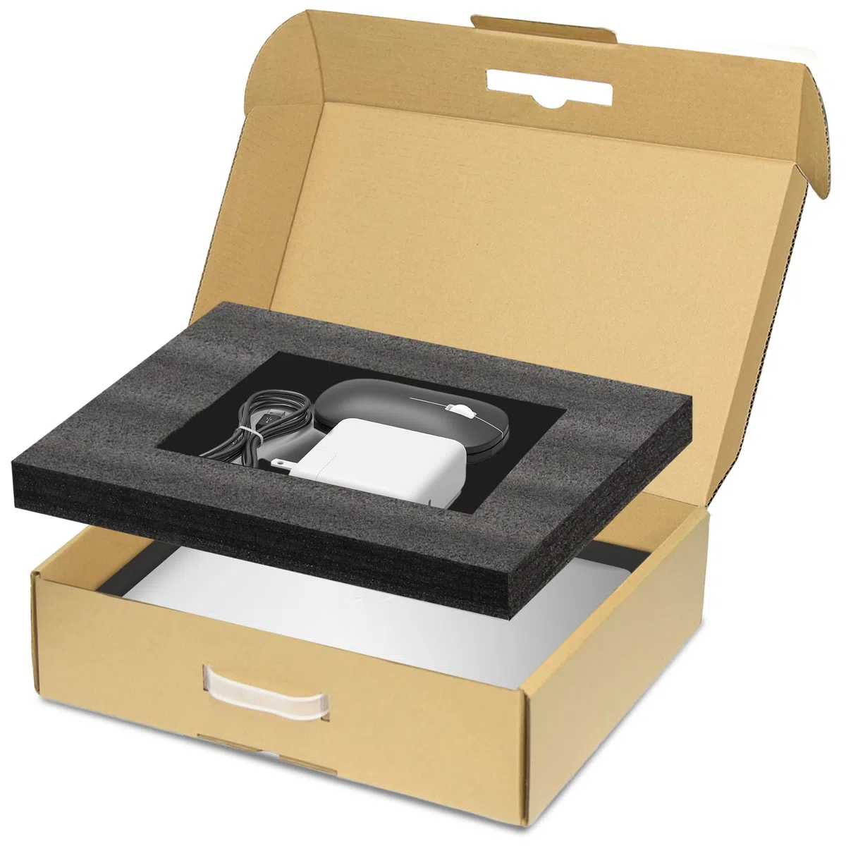 Caja para portátil con espuma de protección para portátiles de hasta 17 pulgadas, caja de cartón para envío, cajas de correo seguras