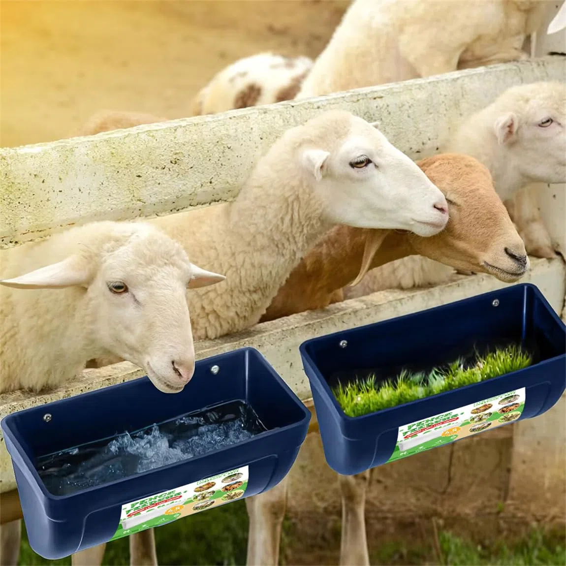 Comedero para aves de corral, comedero para cabras, vallas, comederos colgantes, bebederos con clips para pollo para pollos y animales de granja, 2 unidades