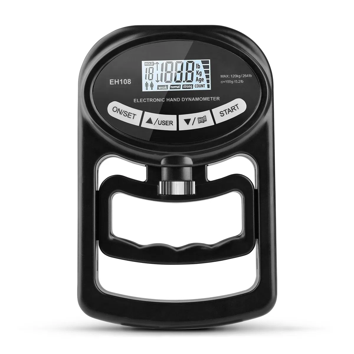 OSDUE Dinamómetro de Mano Digital, Dinamómetro de Mano Digital, Entrenador de Agarre del Dinamómetro de Mano, Entrenador de Fuerza de Agarre de 265 lb/120 kg para Entrenar Dedos y Muñecas (forma1)