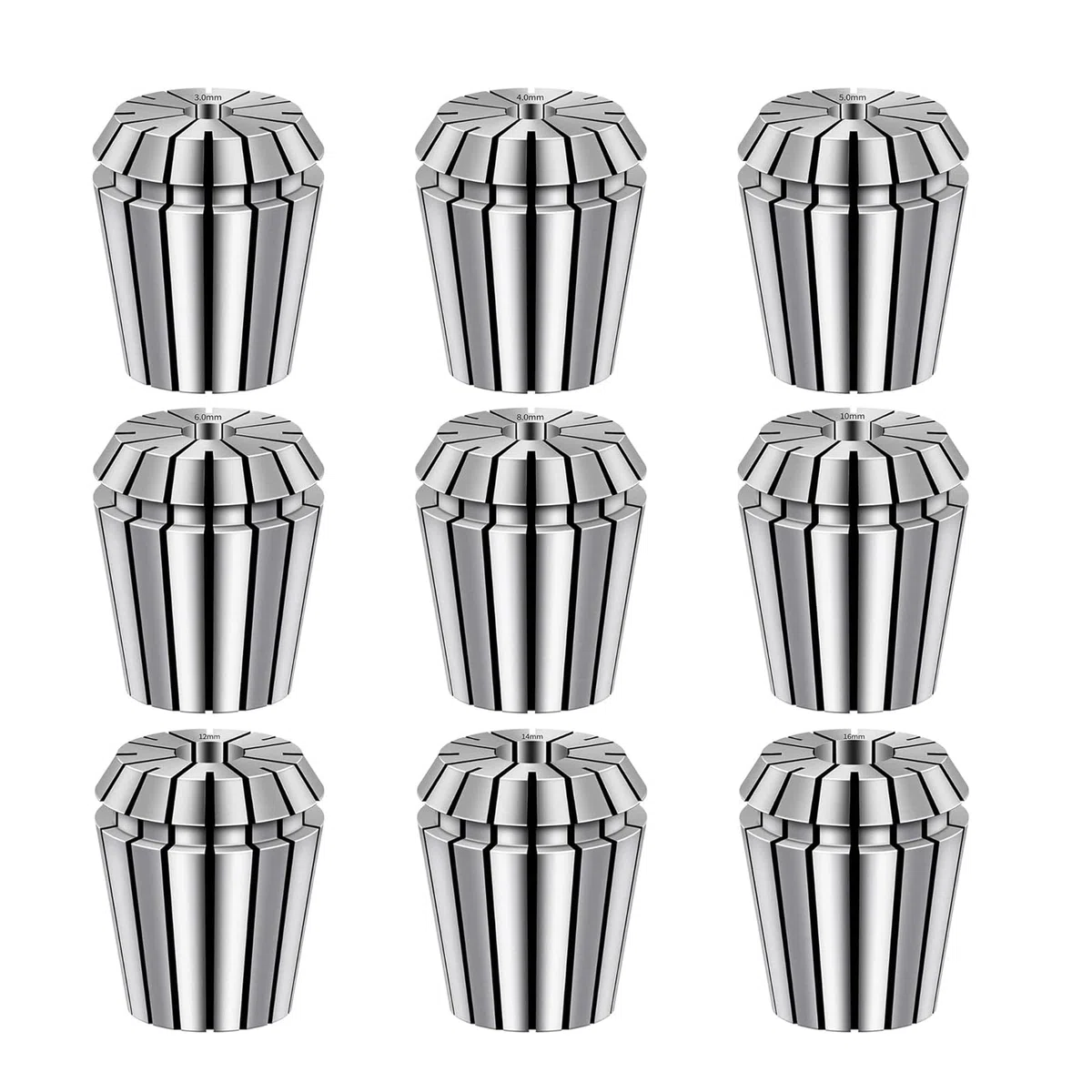 Juego de pinzas ER25, portabrocas, pinza ER25 de 3-6 mm, 8 mm, 10 mm, 12 mm, 14 mm, 16 mm, pinza de resorte ER-25 para máquina de grabado CNC y portaherramientas de torno de fresado, 9 piezas
