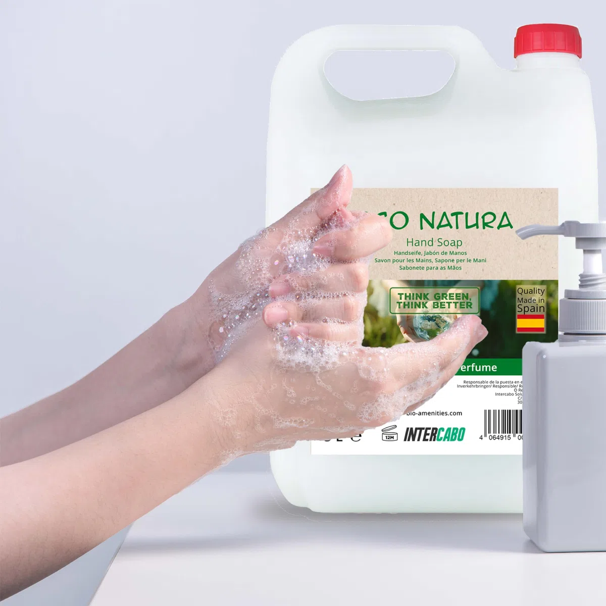 Jabón de manos 5 litros - garrafa formato profesional para dispensadores - limpieza diaria con pH neutro - apto para pieles sensibles - ideal para hoteles, colegios, oficinas - Intercabo