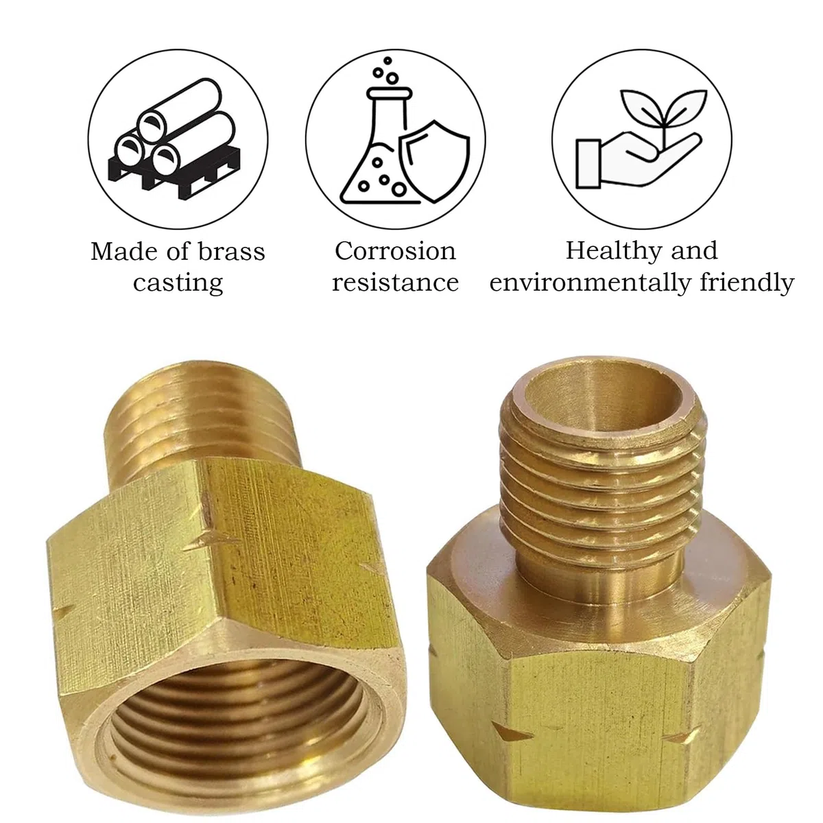 2 adaptadores Latón para estufa de gas, Adaptador de gas de latón, Conector de manguera de gas IG 3/8" x AG 1/4" lks, Adaptador de gas de latón, Adattatore per bombole di gas