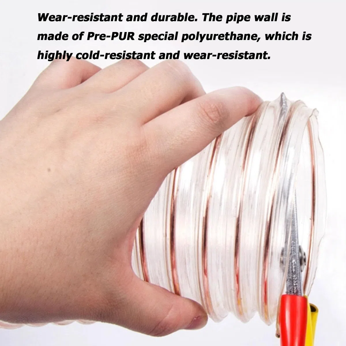 Manguera De Ventilación Flexible De Poliuretano PU con Alambre De Acero Cobreado para Succión De Aire Industrial Transferencia De Polvo Y Conducto De Máquinas,63 * 2.0mm