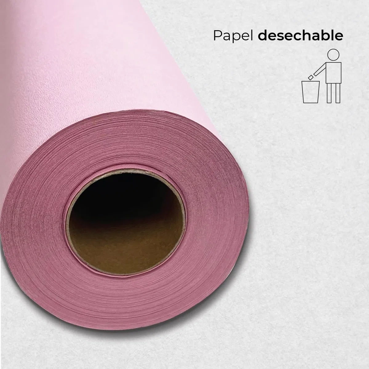 Papel de camilla (caja de 6 unidades) de 0,59 x 60m | Rollo Color Rosa sin precorte