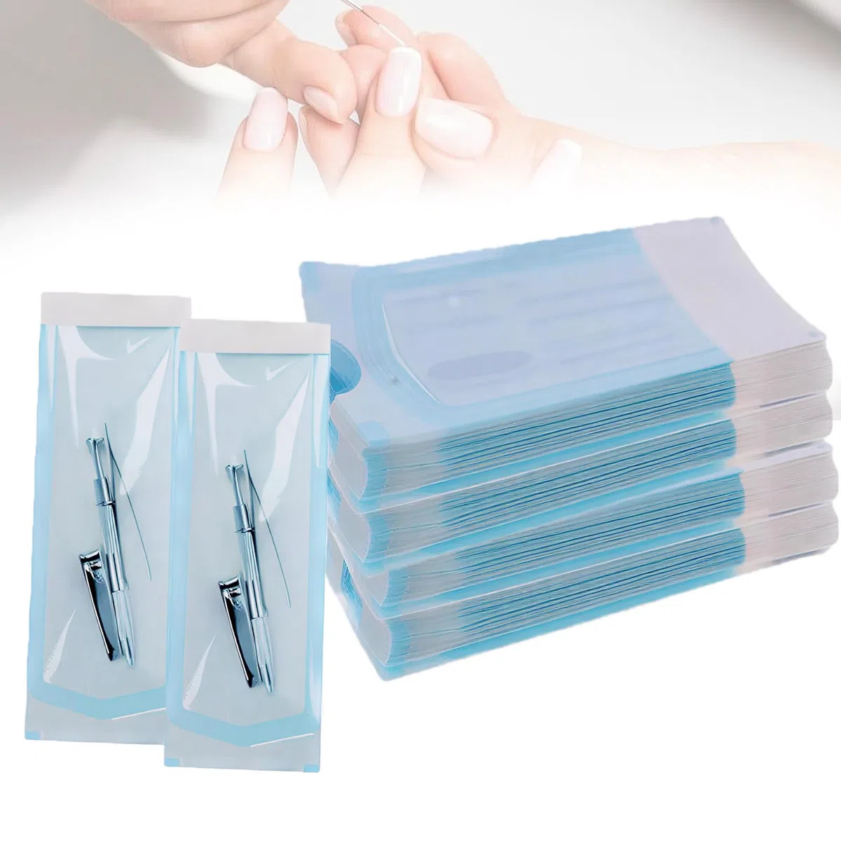 400 bolsas de esterilización, bolsas de esterilización sin pliegues laterales, 90 x 260 mm, bolsas de esterilización autoadhesivas para herramientas de limpieza, bolsas de esterilización para