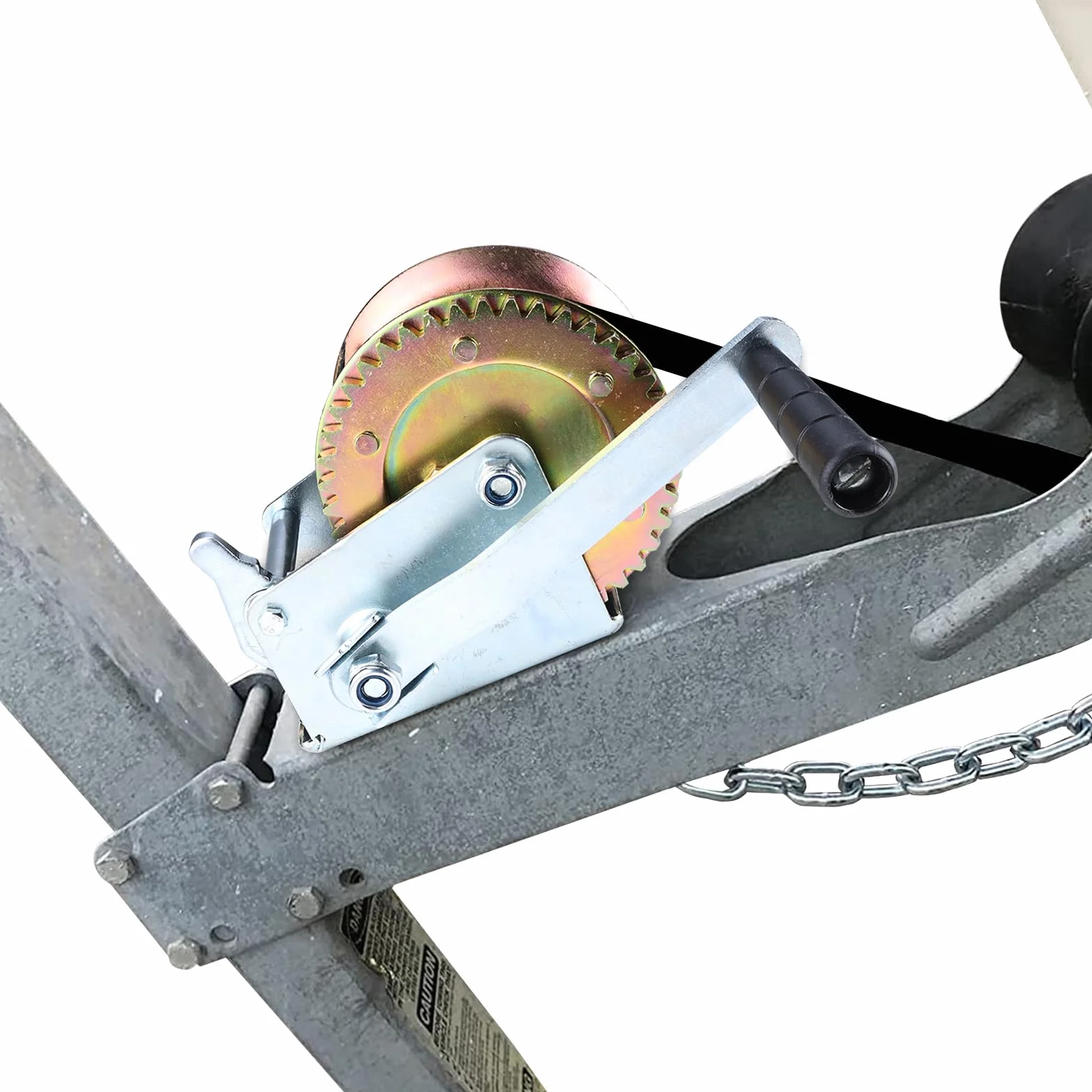FreeTec - Cabrestante Manual con Cuerda de poliéster Negro, 6 m