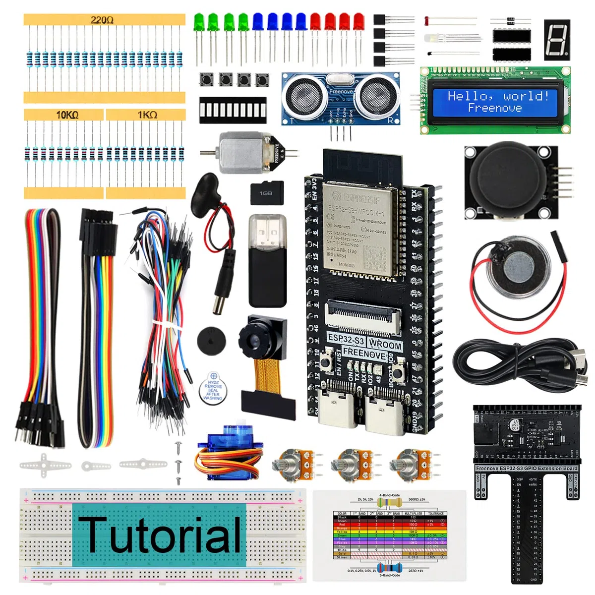 Freenove Super Starter Kit for ESP32-S3 ESP32 S3 CAM (Included), Dual-Core 32-bit 240 MHz Microcontroller, Onboard Camera Wireless, Python C Code, 539-Page Detailed Tutorial, 176 Items, 76 Projects