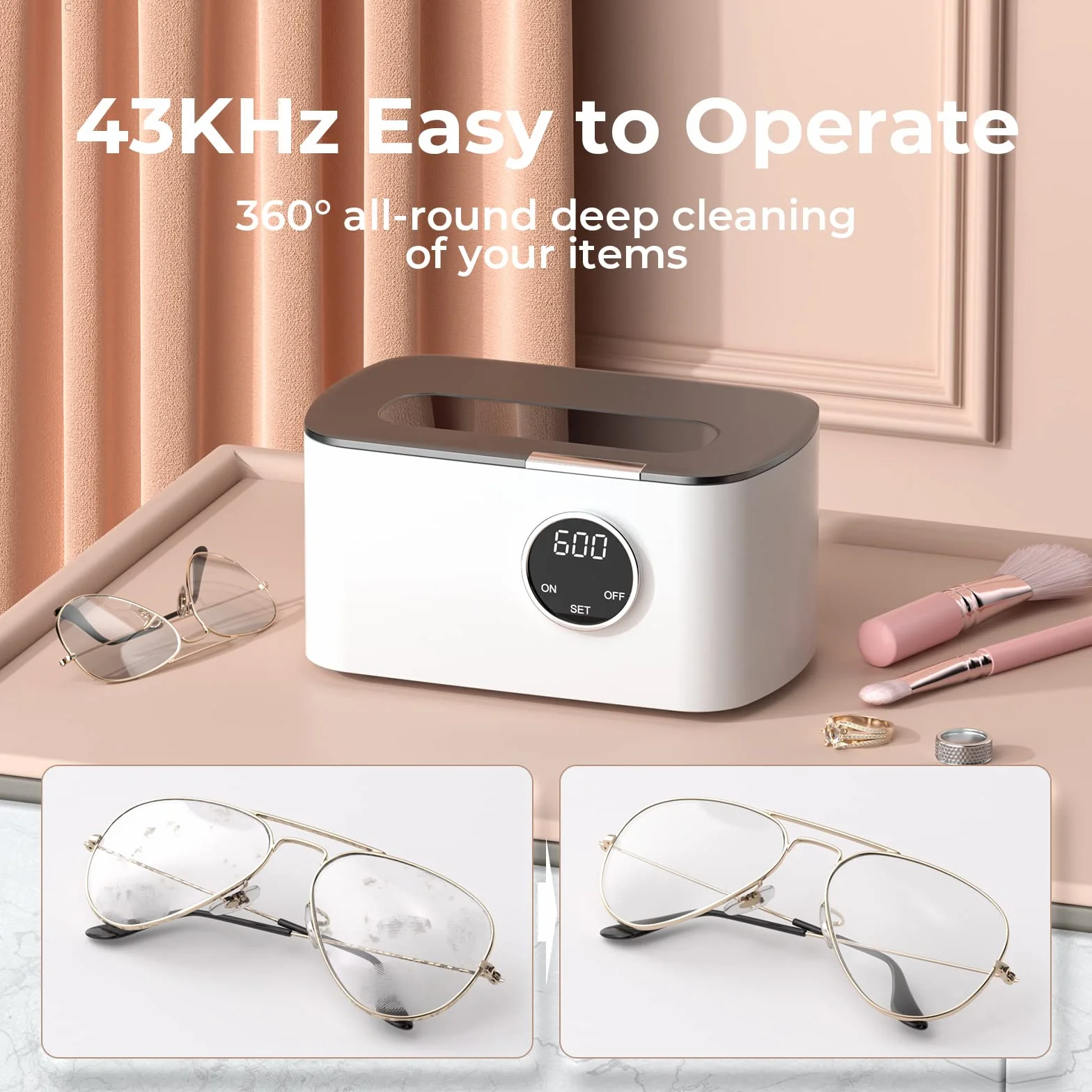 Limpiador Ultrasonidos Limpiador Ultrasónico Profesional 600ML Limpiador Ultrasonidos Dental Ultrasonidos Limpieza para Joyas, Gafas, Relojes, Dentaduras