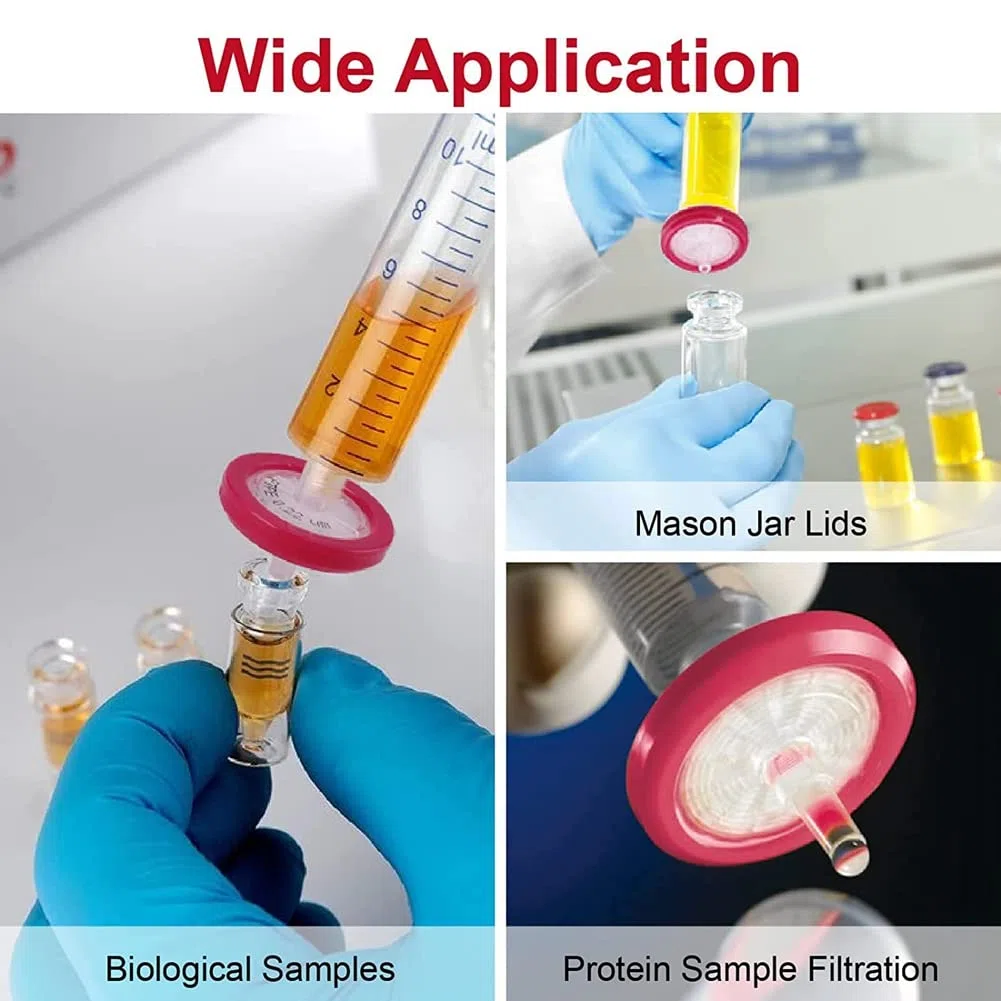 Energetic Paquete de 100 Filtros de Jeringa HidrofóBico Membrana de 0,22 Um FiltracióN de TamañO de Poro de 13 Mm Filtros de Laboratorio de Jeringa No EstéRiles