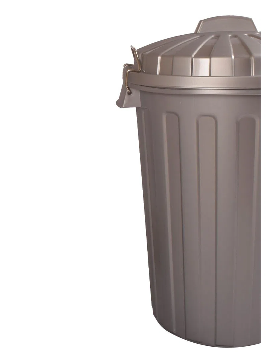 JARDIN202 - Cubo Basura Diseño Moderno de plástico con Tapadera | Cubo Resistente almacenaje y Reciclar | 100 litros (Plata)