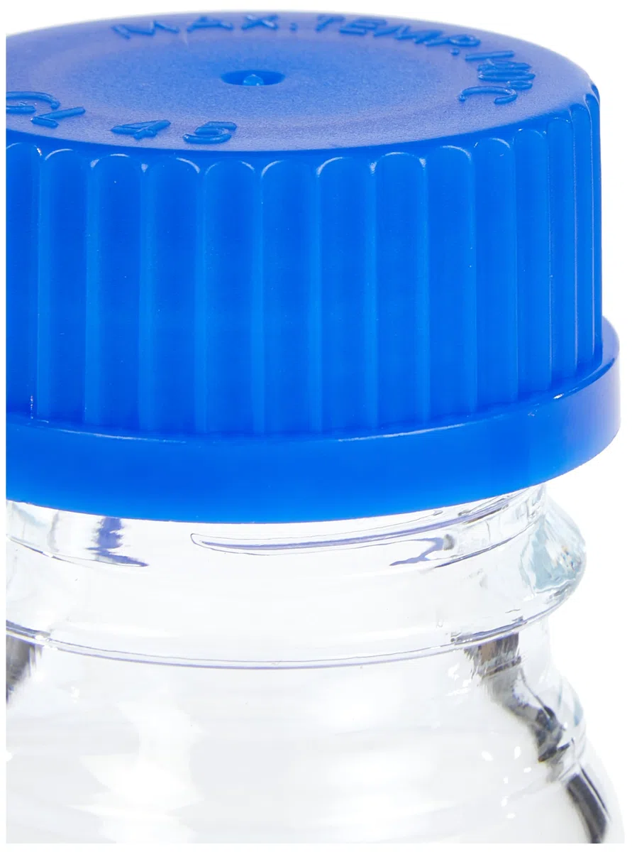 neoLab E-1429 Frascos de laboratorio, GL 45, 100 ml, rosca ISO, tapón + anillo vertedor (paquete de 10 unidades)