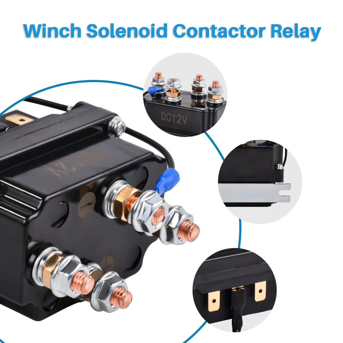 Relé solenoide 12 V 250 A de repuesto para ATV UT Winch Control 8000 – 15000 lb