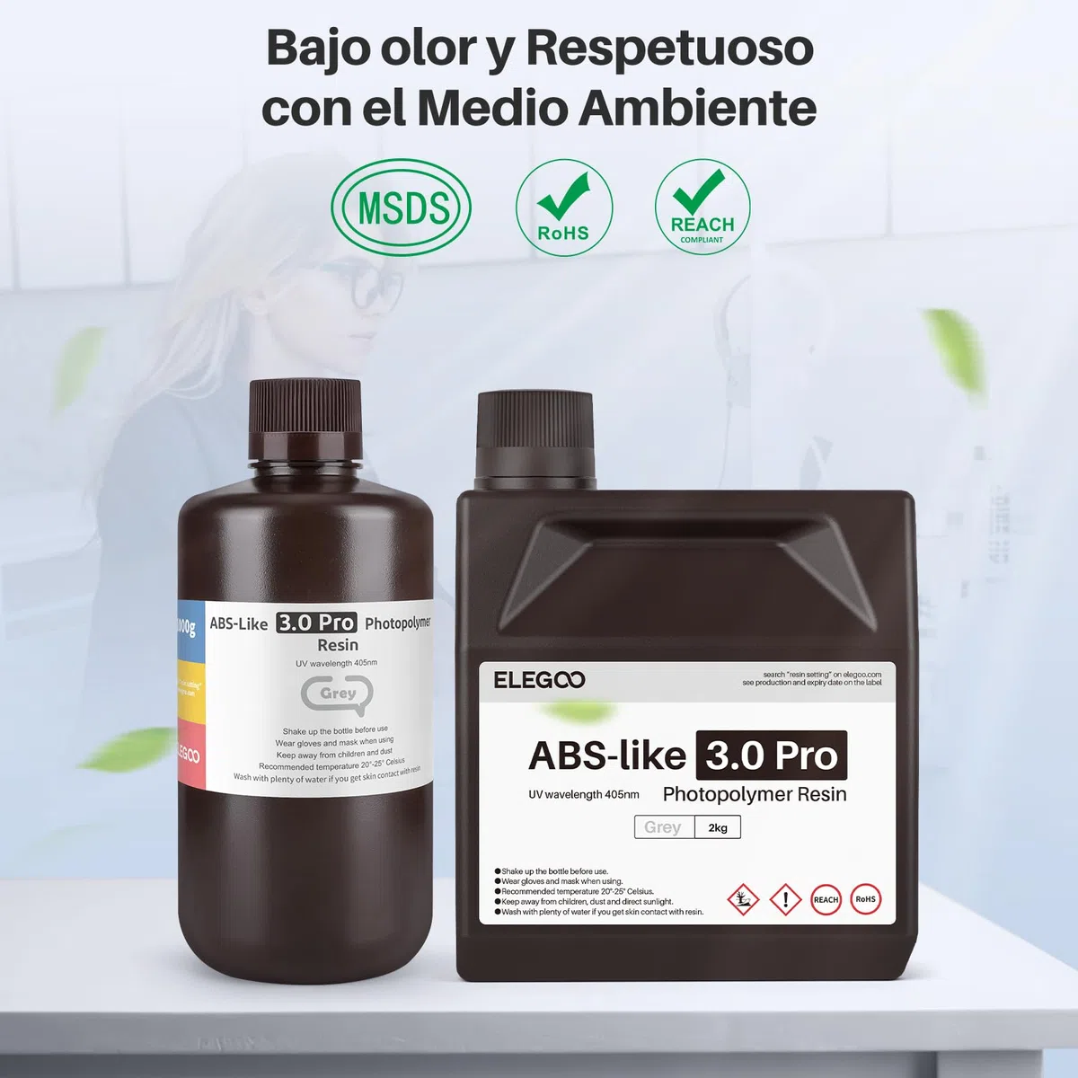 ELEGOO Resina ABS-Like 3.0 Pro, Resina para Impresora 3D con Baja Viscosidad y Alta Precisión, Mayor Resistencia al Calor y Resistencia a los Arañazos, para Impresión 3D LCD/DLP Translúcido 2000G