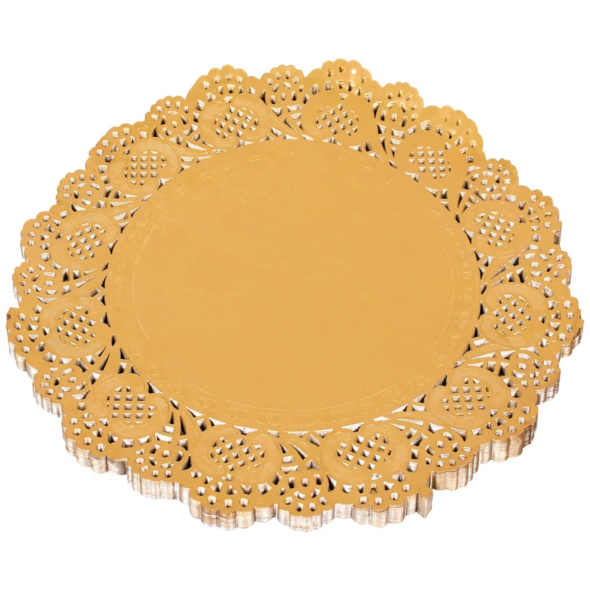 ANTETOK Doyley - Manteles individuales desechables de papel de encaje de 12 pulgadas, 200 unidades, elegantes tapetes de papel de encaje para fiestas, pasteles y manualidades, color dorado