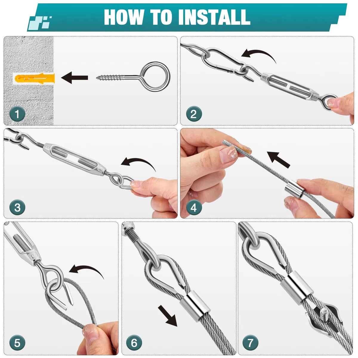 3mm Cable de Acero Inoxidable, 35m/3mm PVC Recubierto de Alambre de Jardín con Tensores de Alambre de Tensores Kit para Plantas Trepadoras, Valla, Cuadro, Asegurando la Sombra