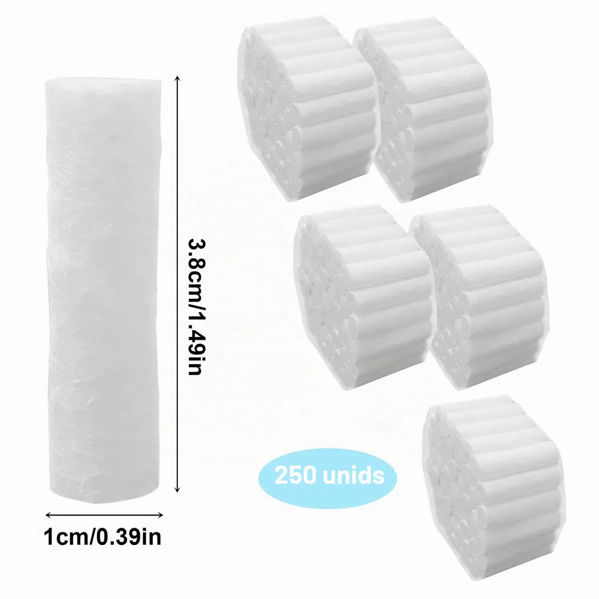 FUIPVGI 250 Piezas Rollos de algodón Dental Detener las Hemorragias Nasales TapóN para Sangrado de Nariz Rollos de Gasa Dental Tapón de Sangrado Nasal Rollos de Alta Absorción para Sangrado de Nariz.