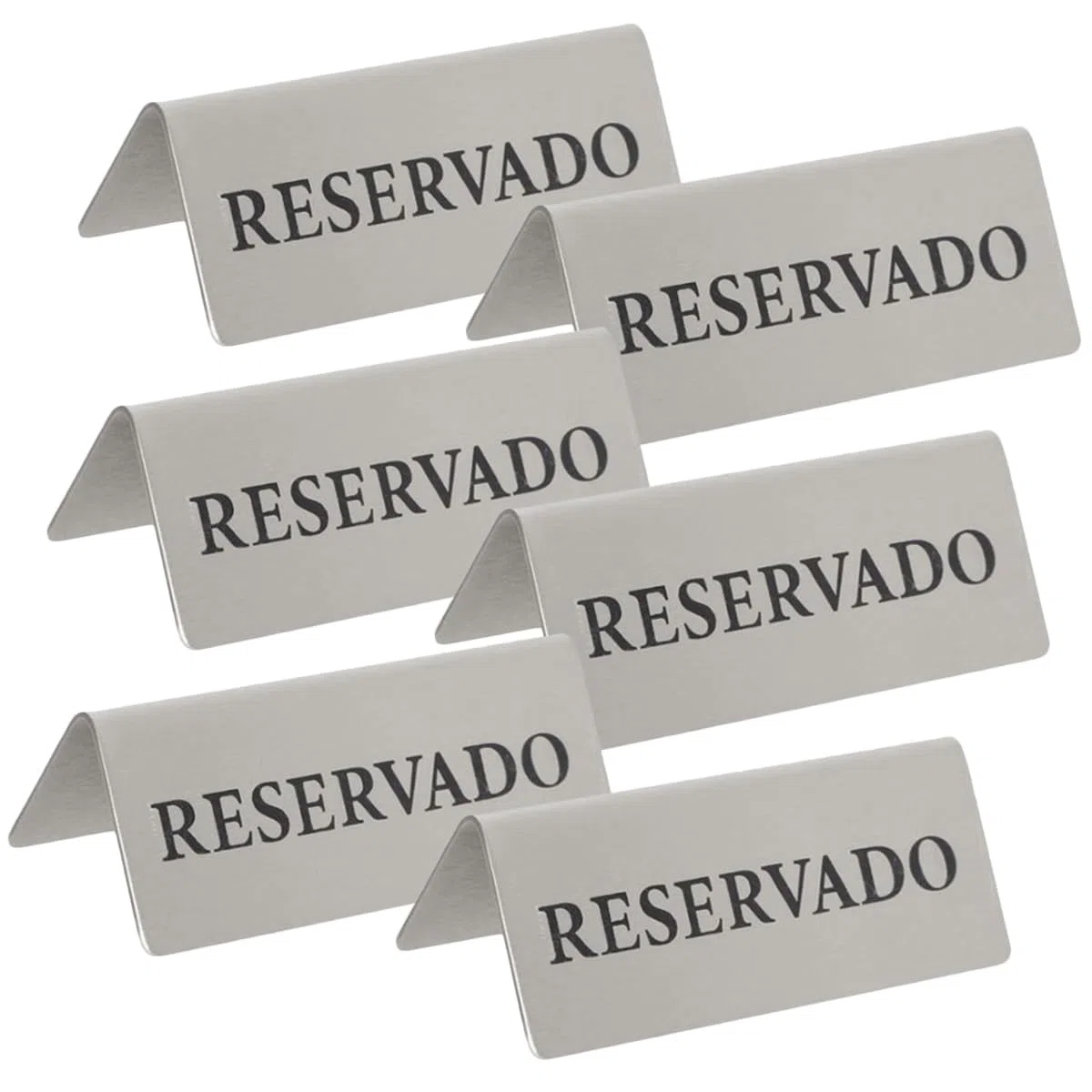 MGE - Placa de Mesa Reservado - Letrero Metálico Elegante para Reserva de Mesa - Cartel Reservado Pesado de Acero para Bares, Restaurantes, Hoteles y Hostelería - Set de 6 Piezas - Español