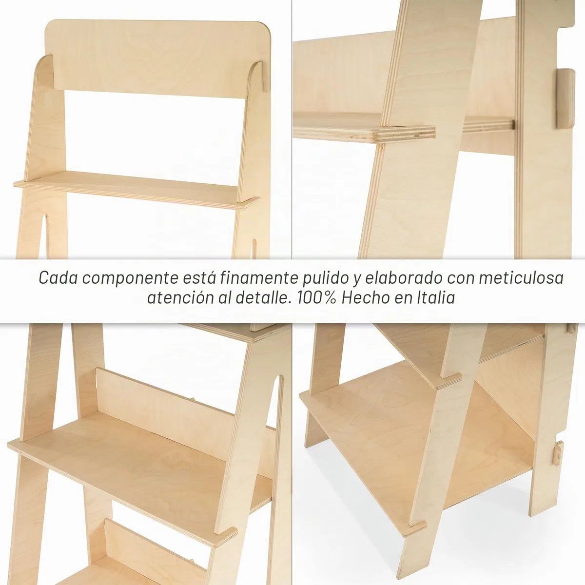 Expositor de Suelo, de Madera, Escalera, fácil Montaje enclavado, 4 estantes, Natural y sostenible, H. 144 cm